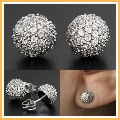 Orecchini in ORO Bianco 18 kt 750 con Zirconi a Lobo Bottone