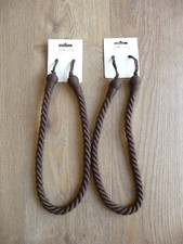 B&Q Pair of chocolate brown twisted rope curtain tie backs BNWT (approx 24" long