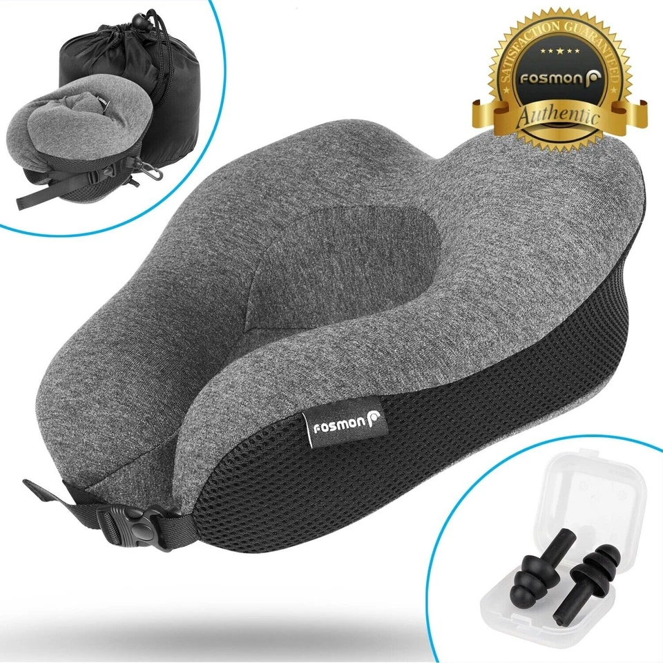 Almohada de viaje de rebote de espuma viscoelástica en forma de U soporte para cuello reposacabezas avión sueño