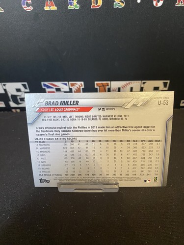 2020 Topps Update Rainbow Foil #U-53 Brad Miller B2-T12 - Picture 2 of 2
