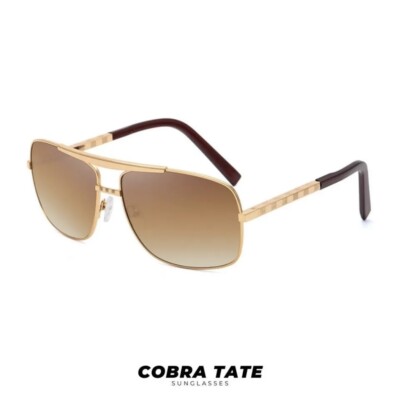 High Quality Brand New Gold Gradient Brown Lens Monogram Sunglasses Andrew Tate