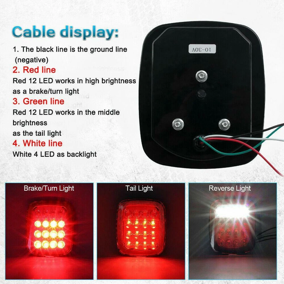 2X luces traseras de freno de remolque luces de señal de giro de parada para camión Jeep camión remolque Foto 3 de 4