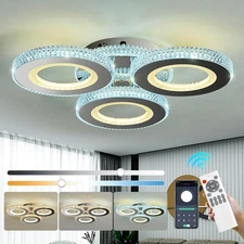 Modern 33W Ceiling Light 3-Rings LED Ceiling Light Fixture with Remote Contro...