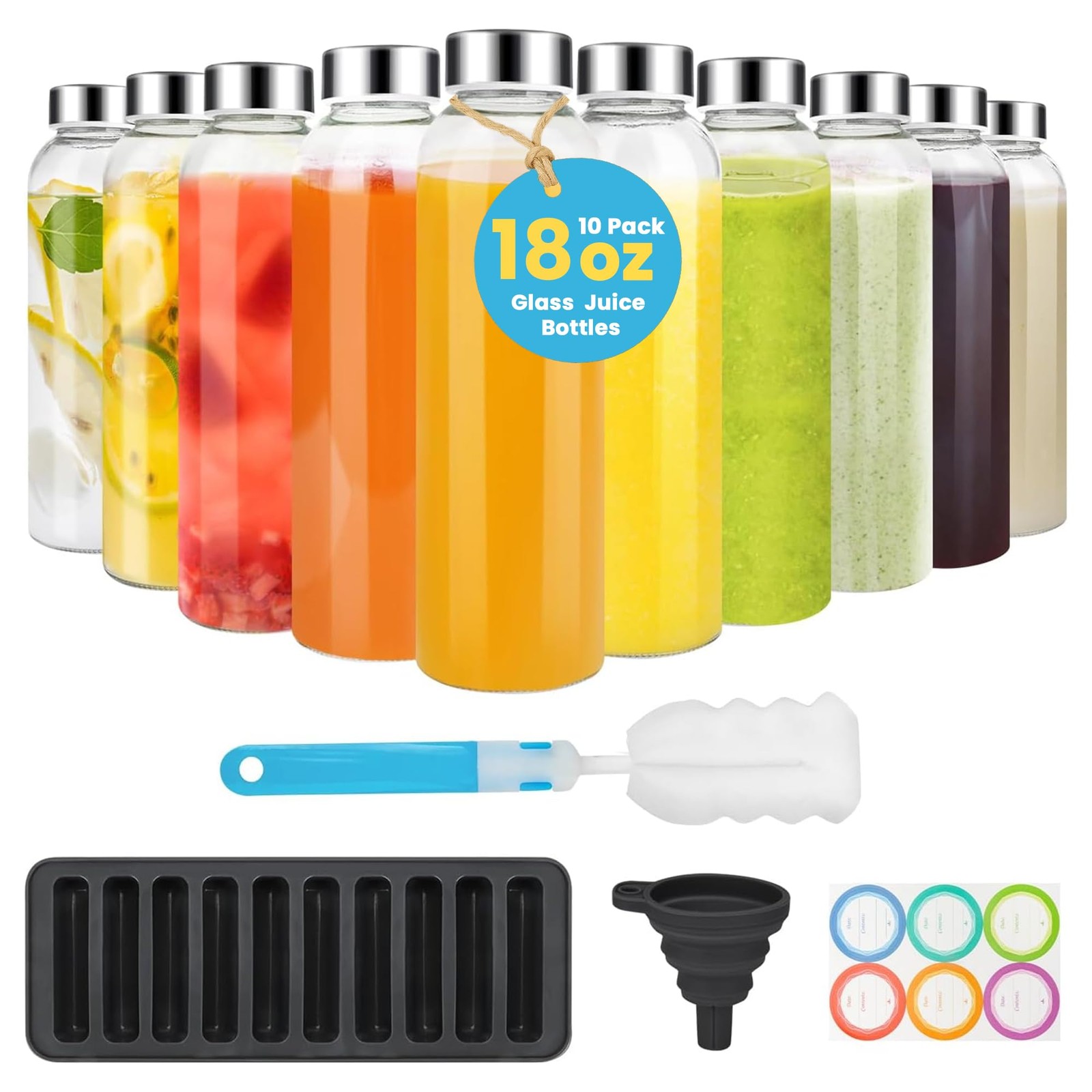With Lids &ndash; Refillable Clear Glass Water Bottl