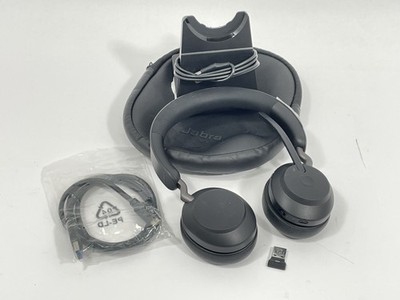 Jabra Evolve2 65 MS Stereo Bluetooth Headset HSC110W w/ Cradle & USB Dongle