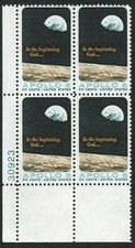 Product Image: 1969 Space Apollo 8 Plate Block Of 4 6c Postage Stamps, Sc#1371, MNH, OG