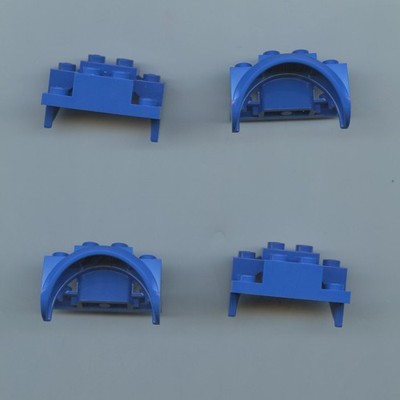 LEGO x 4 Blue Vehicle, Mudguard 4 x 2 1/2 x 2 with Arch Round, Solid Studs