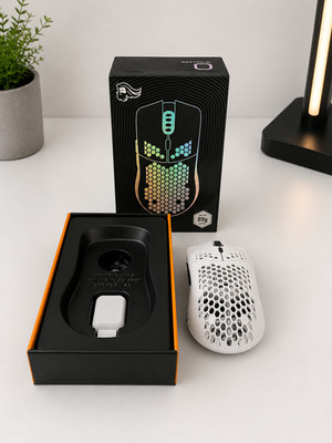 Gaming Maus 69g Honeycomb RGB Ultra Lightweight Weiß Gebraucht PC Laptop