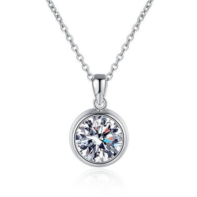 1 Carat Round Lab Grown Diamond Pendant Necklace with Free Chain 14k white gold