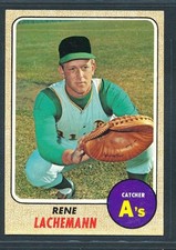 1968 Topps #422 RENE LACHEMANN Oakland Athletics ~ EX to EX+