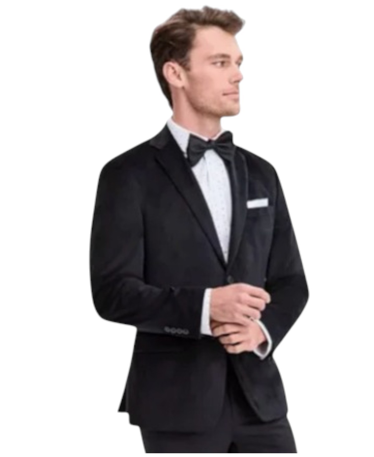 Bar III Mens Slim fit Velvet Sport Coat Blazer 38 S Black Solid Stretch