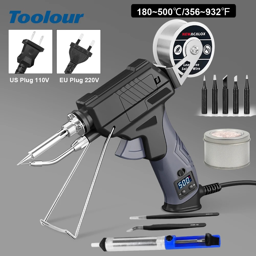 Toolour LCD Soldering Iron Kit, 60W, Auto Tin Sending, Adjustable Temp 180-500℃. Available Now for $50.84