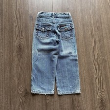 Y2K FUBU The Collection Jeans Youth Size 4 Blue Straight Leg Denim Pants Logo