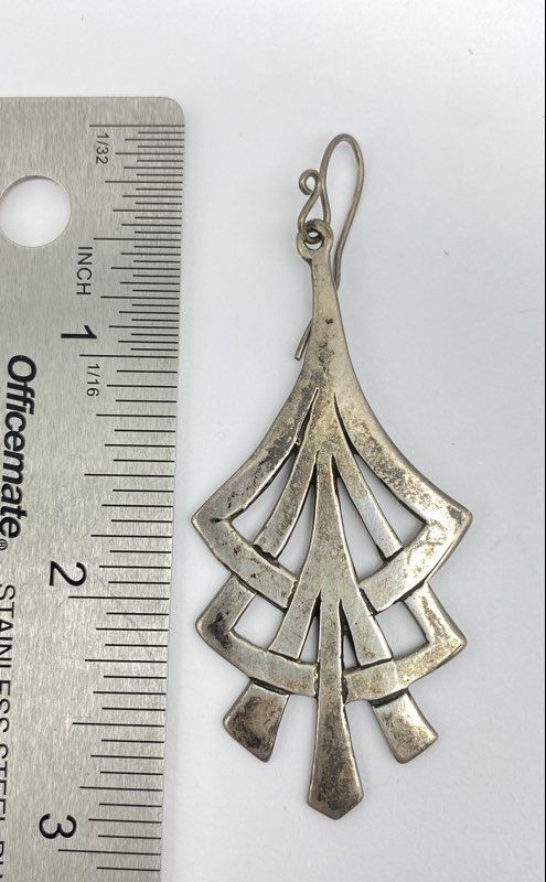 Sterling Silver Open Work Dangle / Drop Earrings … - image 4