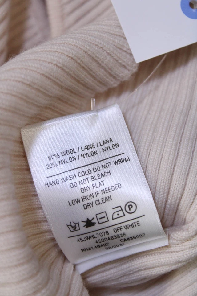 Suéter de punto de cuello alto manga larga de lana para mujer Joes crema talla S Foto 4 de 4