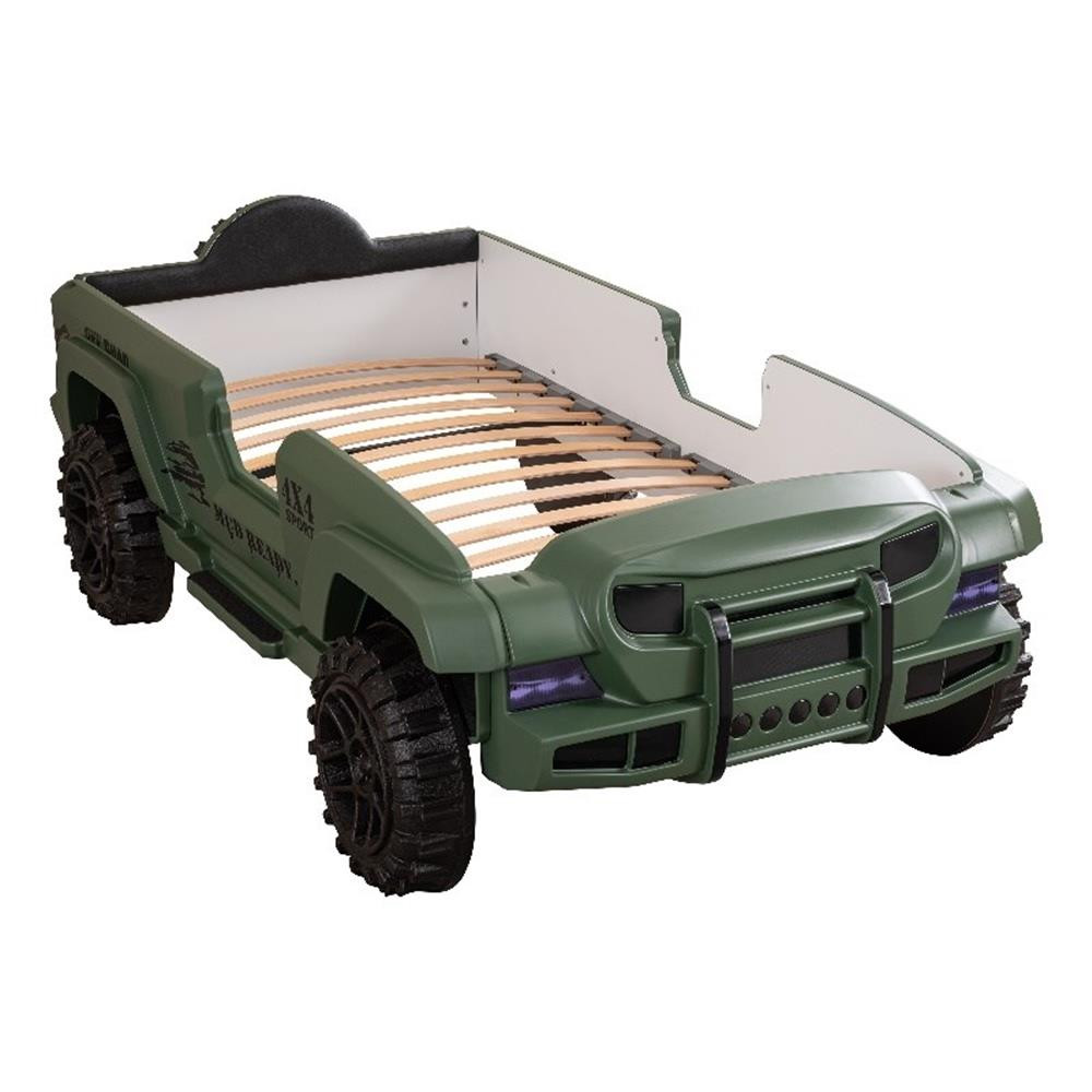Bowery Hill Plastic Off Road Race Car Twin Kid's Bed in Green