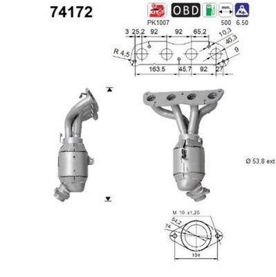 AS Katalysator 74172 für NISSAN QASHQAI 1 J10 NJ10 VAN Allrad