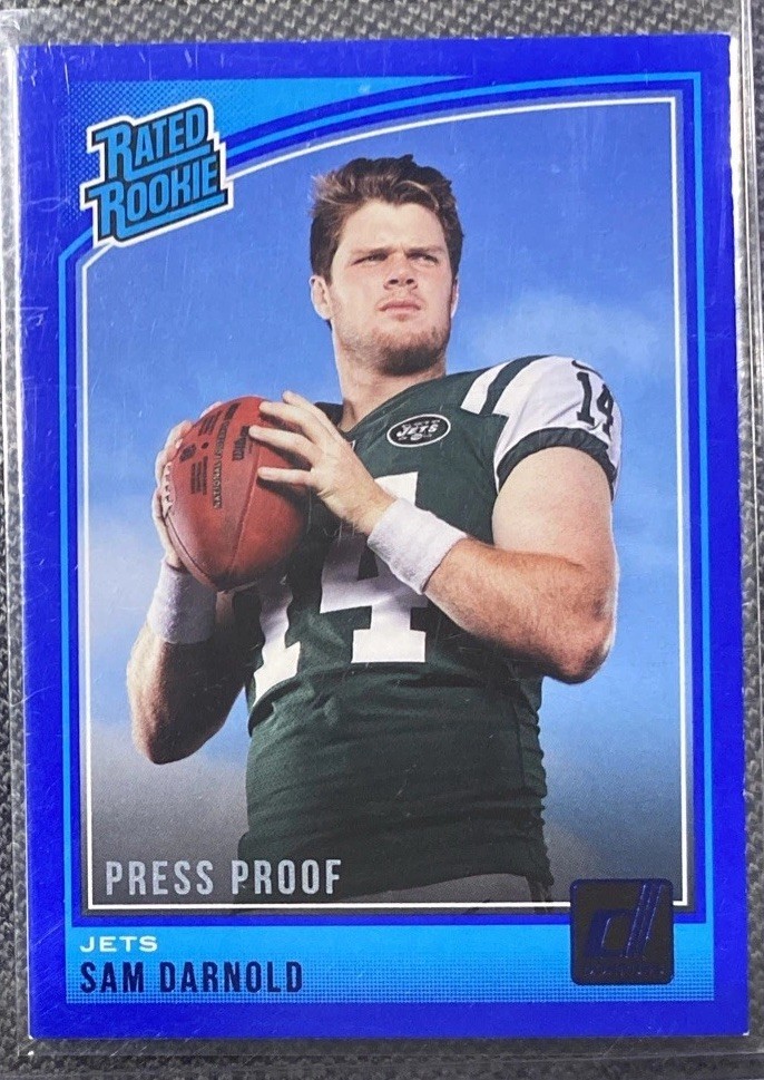 2018 Panini Donruss Sam Darnold Press Proof Blue RC Seattle Seahawks