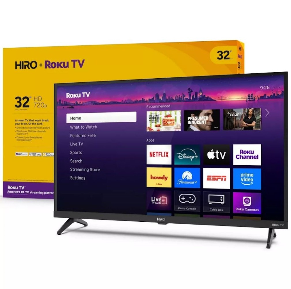 Hiro 32" 720p hd smart tv flat screen led television with roku tv and dolby audi