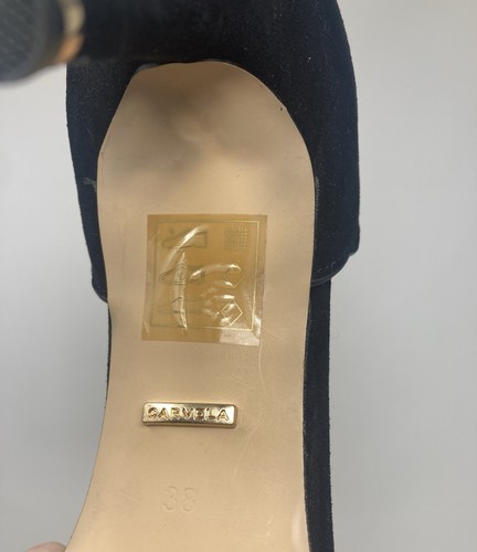 Carvela by Kurt Geiger size 5 (38) black faux suede & gold high heel courts - Picture 11 of 13