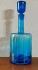 BLENKO Art Glass Blue # 6628 Bubble Stopper 13" Decanter Bottle MYERS MCM