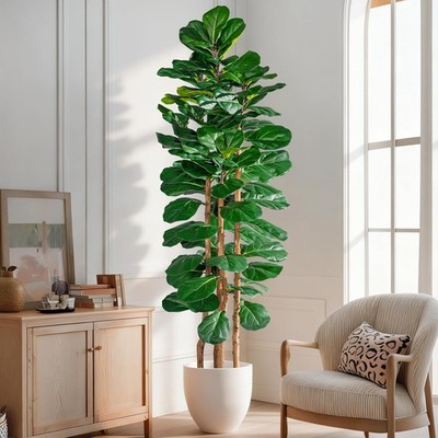 Artificial Fiddle Leaf Fig Tree 6FT Faux Indoor Plant with Moss Pot