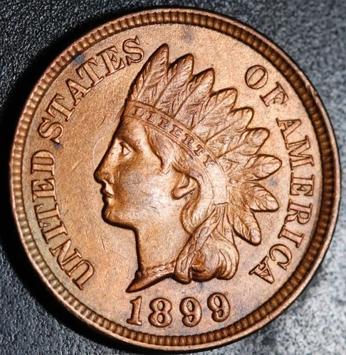 1899 INDIAN HEAD CENT - With LIBERTY & 4 DIAMONDS - AU UNC