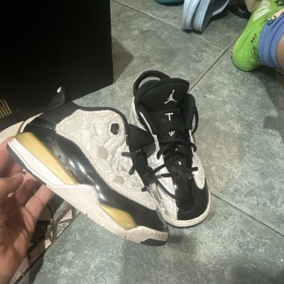 Jordan Dub Zero Kids Sneakers Black White Yellow Leather 10C 311072-005