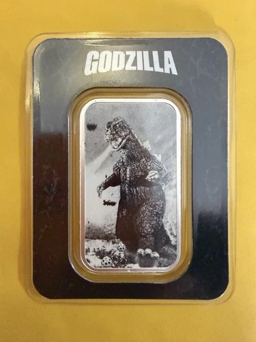 2024 1 oz Silver Colorized Bar Godzilla 70th Anniversary #262/1954  .999 Fine