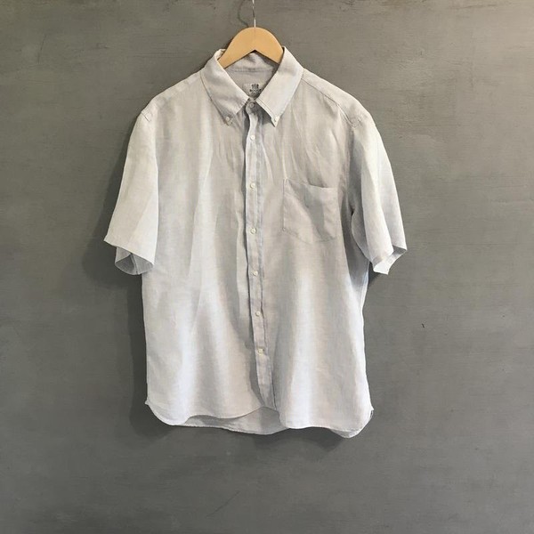 Men Boggi Milano T-shirt Yellow Linen 44 / XXL /
