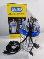 60-Watt LED 8100 Lumen Temporary Plug-In Work Light Fixture Stainless Steel Cage