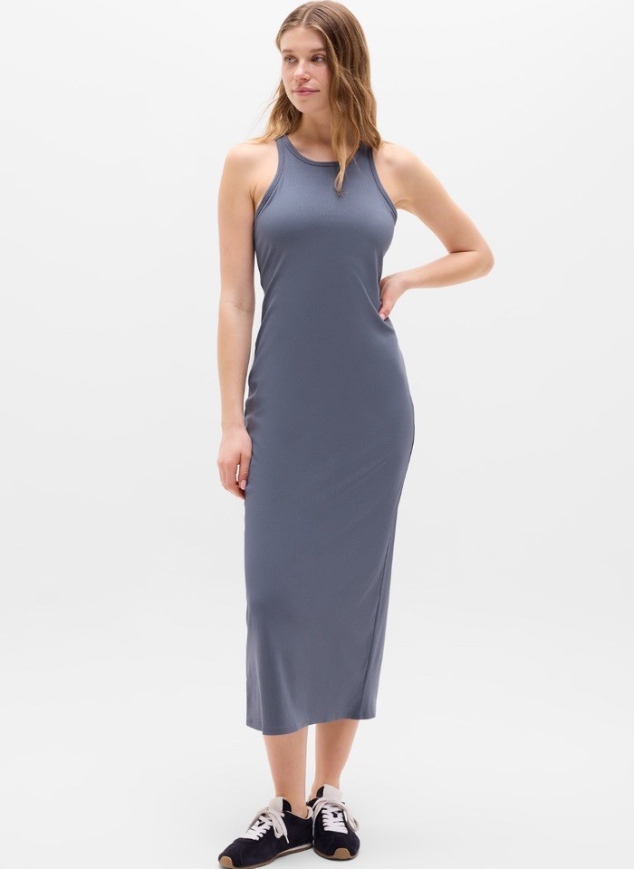 Athleta Signature rib maxi dress- medium- slate- nwt