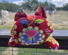 Melissa and Doug Bee Posh Red Tony Cat Plush Vibrant Floral Colors Washable