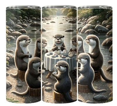 3D Sea Otter Tea Party 20oz Tumbler Insulated Travel Mug