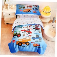 4 Piece Bedding Set for Boys,Cars Construction Bed Comforter Toddler Style 01