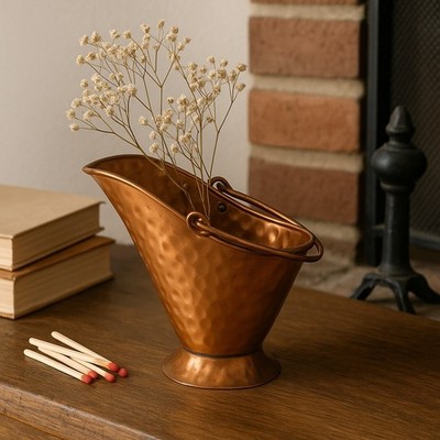 Vintage Miniature Gregorian Hammered Copper Coal Hod Scuttle Bucket Ash Decor 
