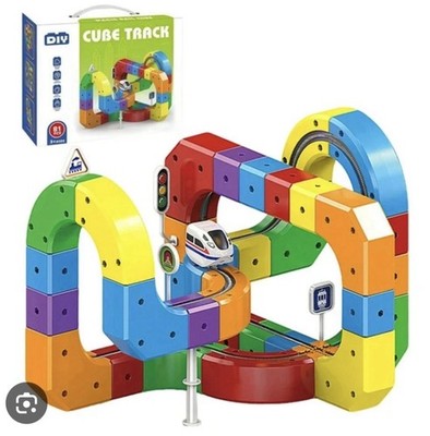 NEW DIY Cube Track - 81 Pieces Electric Train Track Rail Car, Building Toy, Gift