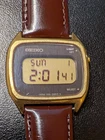 Vintage Seiko F051-5029 Gold Tone New Leather Strap Digital Watch New Battery