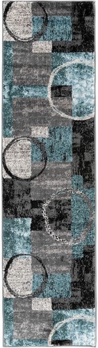 Contemporary Abstract Circle Design Soft Runner Rug 2' X 7'2" Gray - Picture 3 of 7