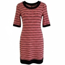 R&K Originals Geometric Print Midi Shift Sheath Dress Retro Artsy Women's Size L