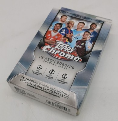 Topps Chrome UEFA Club Competitions Hanger Soccer Box Fußball 2025-26