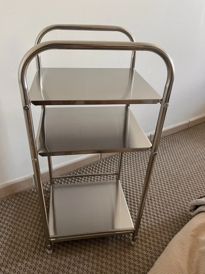 Étagère chromée, table de chevet, vintage - Photo 3/4