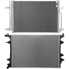 Aluminum  Front Radiator & A/C Condenser For 2016 Volkswagen Jetta