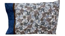 Handmade, Blue  Brown Floral  Paisley, Cotton Pillowcase