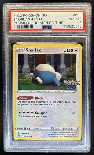 2022 Pokemon SWSH Pokemon GO Snorlax Promos Holo #055/078 PSA 8