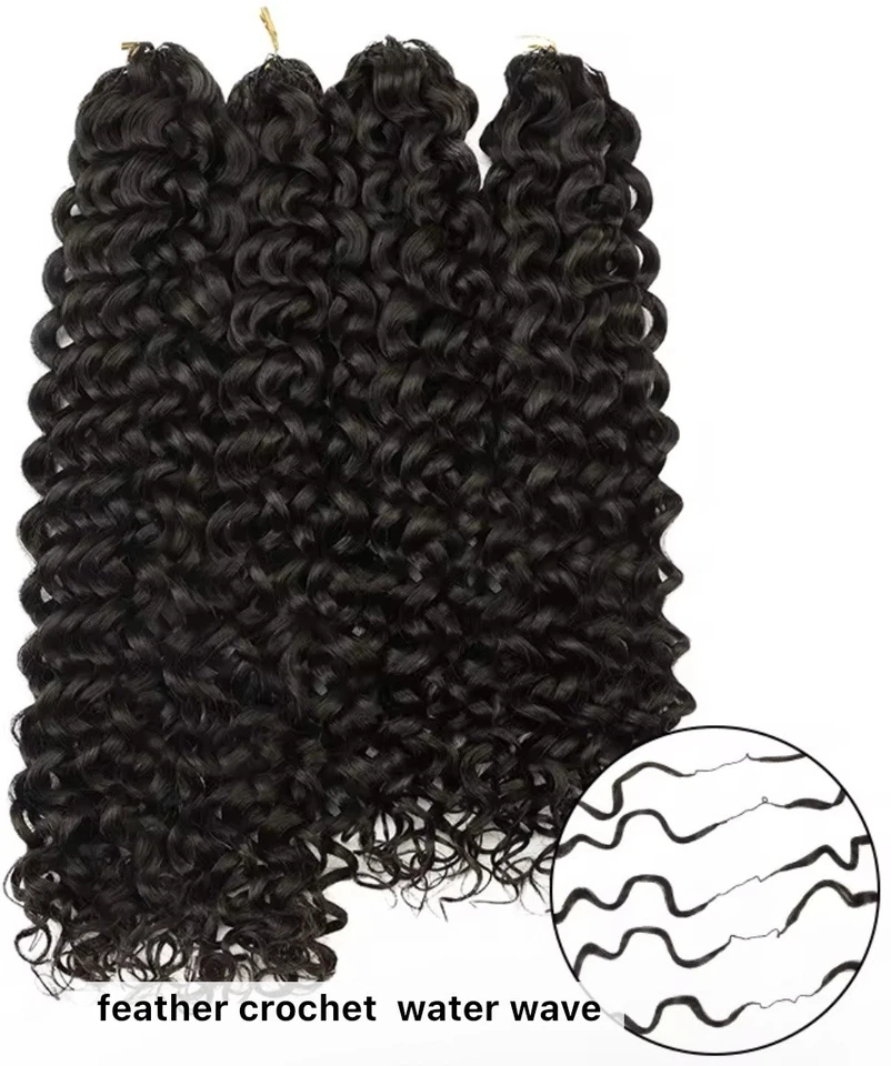 "Pelo humano pre-separado pluma ganchillo onda de agua, grado 12A, 18"""  Foto 2 de 4