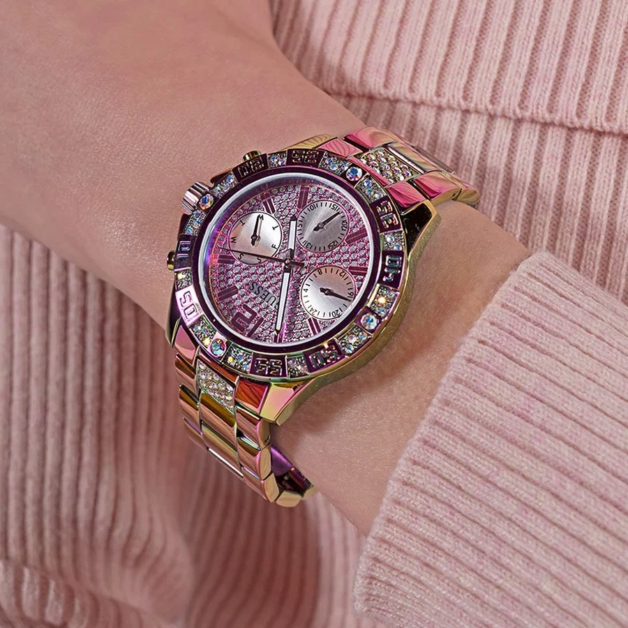 GUESS Ladies Iridescent Multi-function Quartz 42mm Metal Strap Watch GW0771L4 - Image 3 of 4