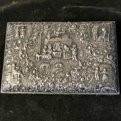 Vintage BARBOUR Silver Co Repousse Box 3278, Rococo Design Style