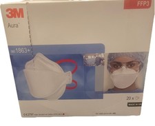 3M Aura 1863+ FFP3 Disposable Face Masks, 20-Pack, Expiry 2025-04