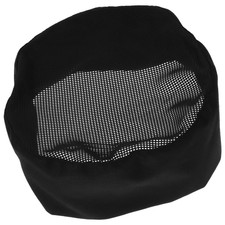 Image of Breathable Mesh Skull Cap Catering Chefs Hat Professional Adjustable Strap Black